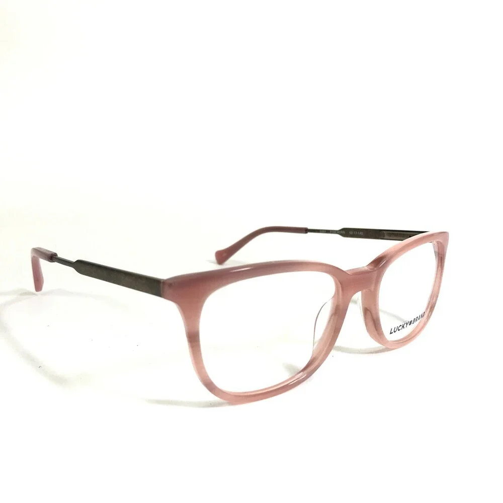 Lucky Brand Eyeglasses Frames D221 PINK HORN Gold Square Full Rim 52-17-140